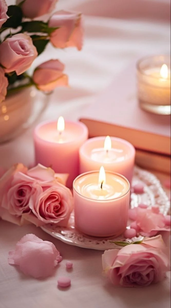 Ambiance rose, bougie, calme
